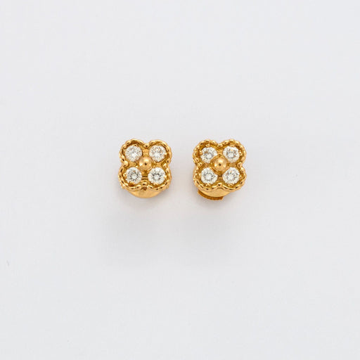 Boucles d'oreilles VAN CLEEF & ARPELS - Boucles d'Oreilles "Alhambra", Or Jaune et Diamants 58 Facettes DV0447-2