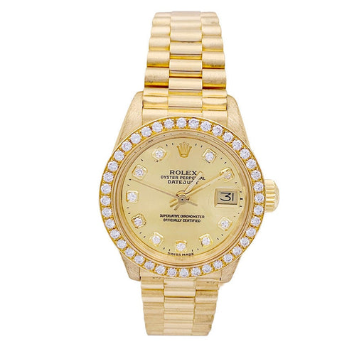 Montre Montre Rolex,"Oyster Pertpetual Datejust", or jaune, diamants. 58 Facettes 33072