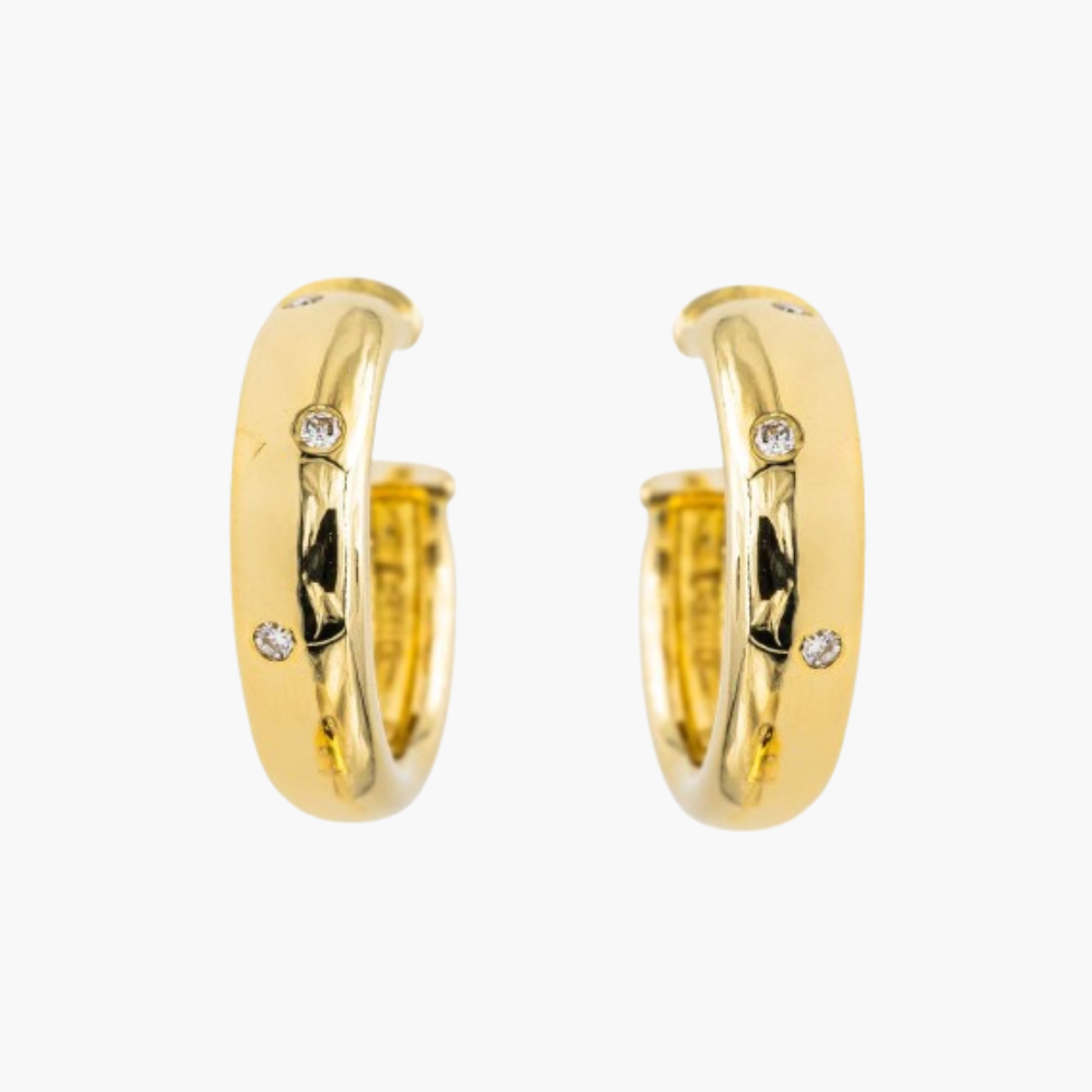 Orecchini A Cerchio Oro Per Donna - Vintage, Leggeri, In Rame Placcato Oro, 1,5x0,6 Cm, Chiusura A Scatto, Gioielli Quotidiani - 3