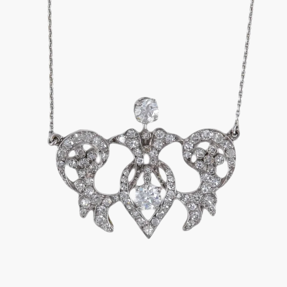 Superbe Collier Art Nouveau Des Années 1930 – Maille Fine, Plaqué Or 18K (750/1000) Avec Petite Pierre Discrète