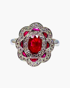Bague marguerite rubis