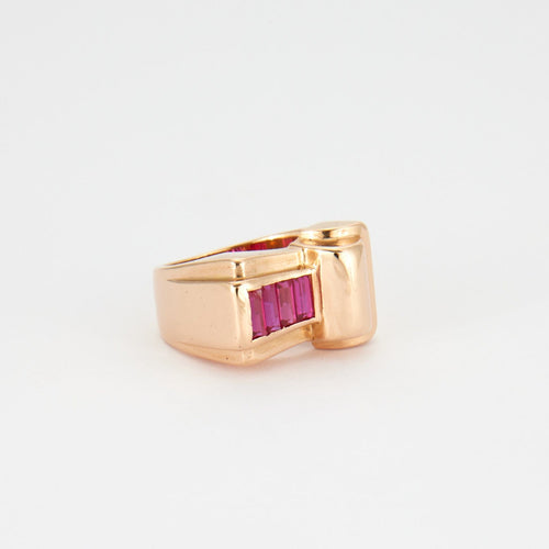 Bague 51 Bague Tank Or Jaune Et Pierres Rouges 58 Facettes 506