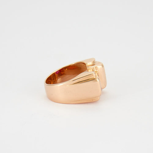 Bague 51 Bague Tank Or Jaune Et Pierres Rouges 58 Facettes 506