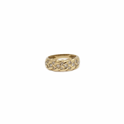 Bague 53 Bague épi en or jaune 18K sertie de diamants 58 Facettes REF24093-256