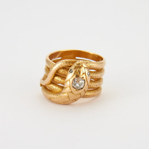 Bague Bague serpent or jaune diamants 58 Facettes 2716