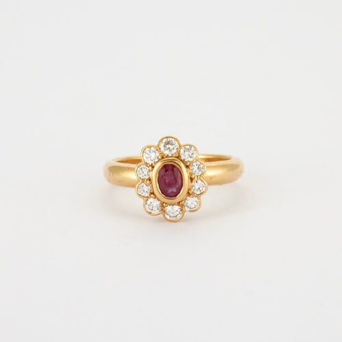 Bague Bague marguerite diamants rubis 58 Facettes 2669