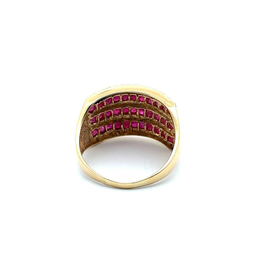 Bague 55 Bague vintage en or jaune, diamants et rubis 58 Facettes 50358