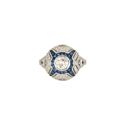 Bague 53 Bague style Art Déco diamants saphirs 58 Facettes