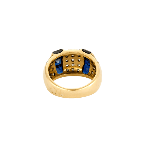Bague 53 Bague jonc en or jaune 18 carats, diamants et saphirs calibrés 58 Facettes BO/240025/
