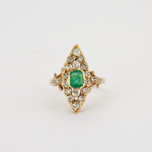 Bague 51 Bague Marquise émeraude et diamants 58 Facettes 2112