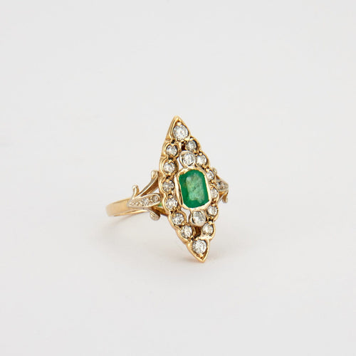 Bague 51 Bague Marquise émeraude et diamants 58 Facettes 2112
