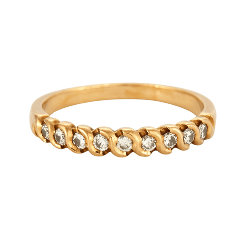 Bague 56 Alliance demi-tour or jaune et diamants 58 Facettes DV0599-1