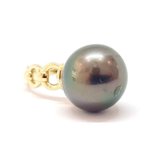 Ring 53 Ring Solitär Tahitisk pärla i 18 karat gult guld 58 Facettes