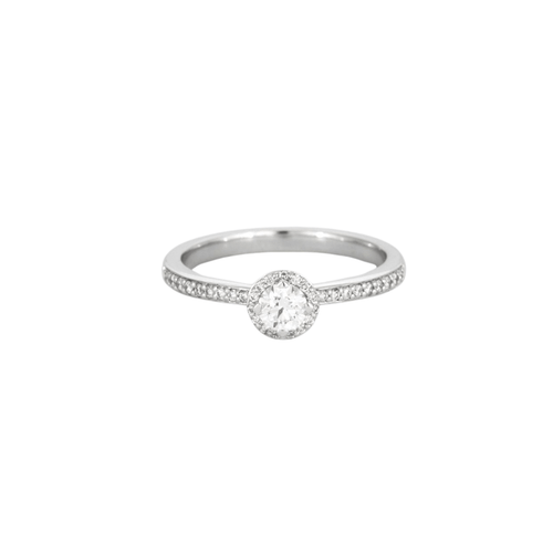 Bague 54 Solitaire or blanc serti de diamants 58 Facettes 3121216