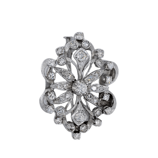 Broche Broche vintage en or blanc et diamants 58 Facettes spl109