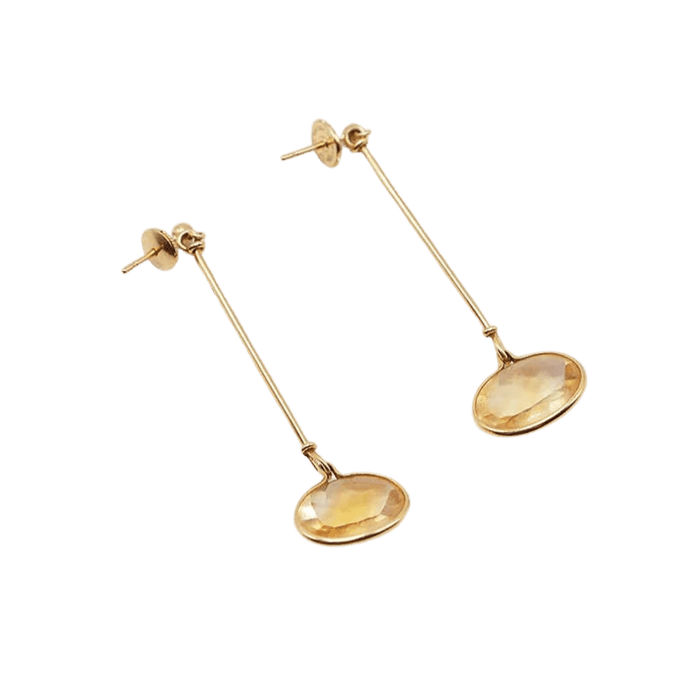 Boucles d'oreilles Vivianna Torun Bülow-Hübe pour Georg Jensen - boucles d'oreilles or et citrine 58 Facettes