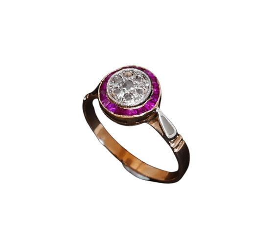 Bague 56 Bague Art Déco Diamants Et Rubis Calibrés, Or 58 Facettes