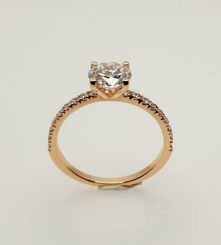 Bague 51 Bague Sur-Mesure Solitaire 1ct Pavé Diamants Or Rose 58 Facettes