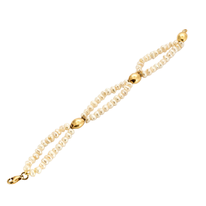 Yellow gold baroque pearl bracelet