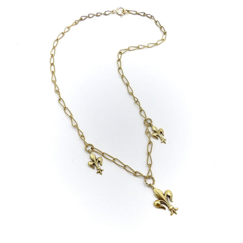 Collier Collier victorien fleur-de-lys en or 14 carats 58 Facettes