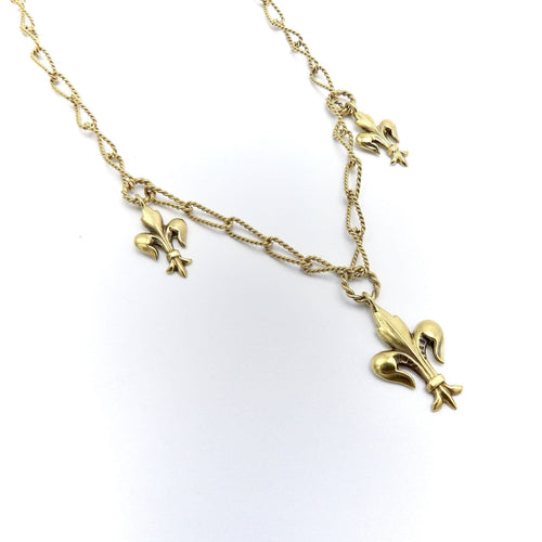 Collier Collier victorien fleur-de-lys en or 14 carats 58 Facettes