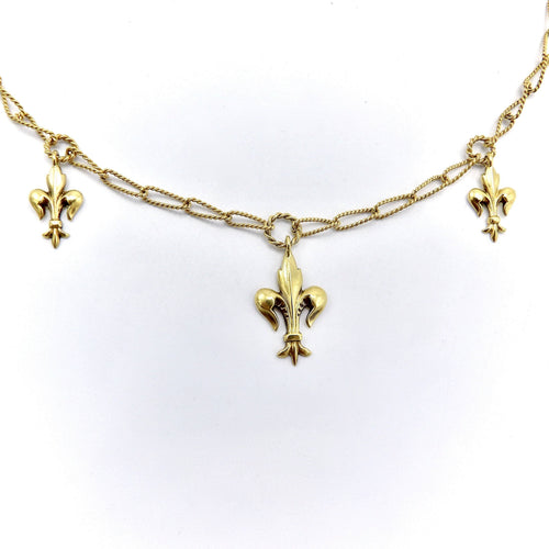Collier Collier victorien fleur-de-lys en or 14 carats 58 Facettes