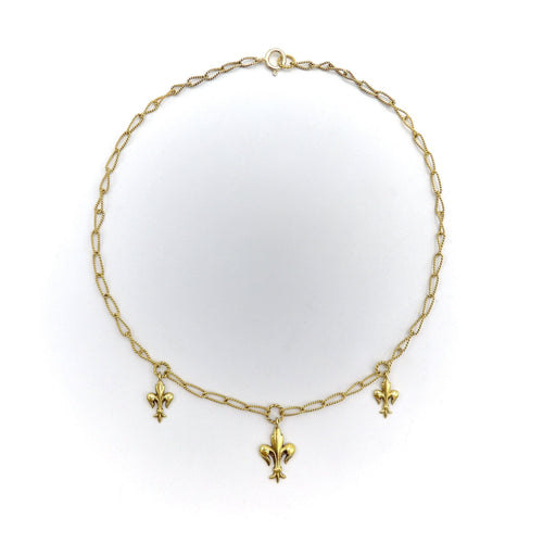 Collier Collier victorien fleur-de-lys en or 14 carats 58 Facettes