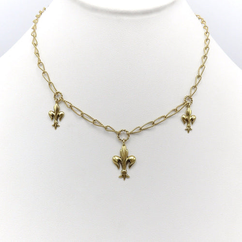 Collier Collier victorien fleur-de-lys en or 14 carats 58 Facettes