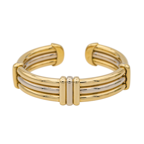 Bracelet O.J. Perrin - Bracelet rigide bicolore en or jaune et blanc 58 Facettes 1050174CN
