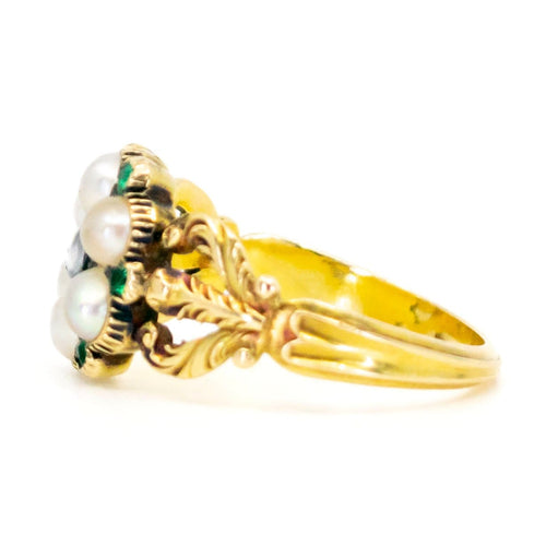 Bague 52.5 Bague en or 14 ct perles, pierre de lune et émeraudes 58 Facettes FC223F2949D846B79D181013A882C484