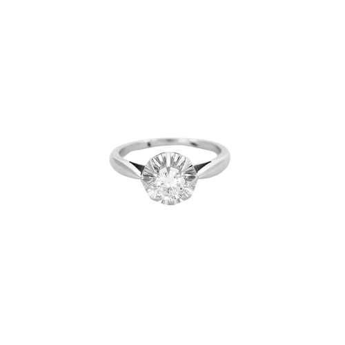 Bague 51 Bague solitaire sertie griffes en or blanc 18 carats et diamant 0,40 ct 58 Facettes BO/240036