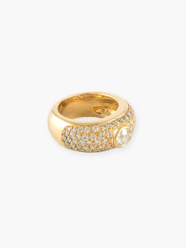 Bague 51 Bague jonc pavée en or jaune 18k et diamants 58 Facettes 130055