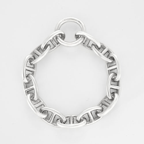 Hermès - Chaîne d'ancre - Colgante redondo en plata y cordón de algodón negro 
