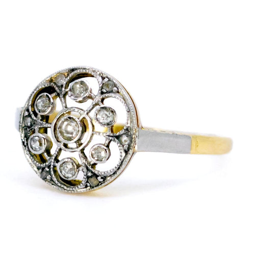 Bague 54 Bague ajourée Art déco en or jaune 18 ct et diamants 58 Facettes BB14C6818C534B3EAE174D2B2788840F