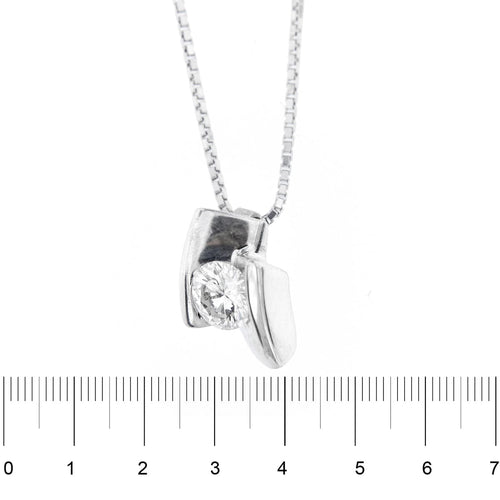 Collier Collier solitaire - Collier en or blanc 18 ct avec diamant 0,45 ct 58 Facettes 11146