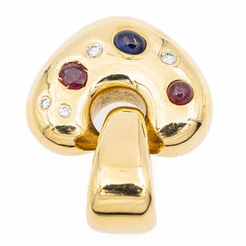 Pendentif Pendentif cœur en or jaune 18 carats serti de diamants, rubis et saphir 58 Facettes 1117935CN