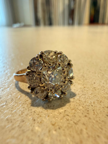 Bague 53 Bague ancienne en or bicolore 18K avec diamants 58 Facettes