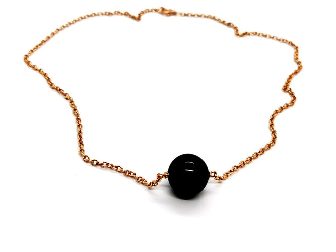 Collier Collier pendentif en or rose 18 carats et onyx 58 Facettes 1126007CN