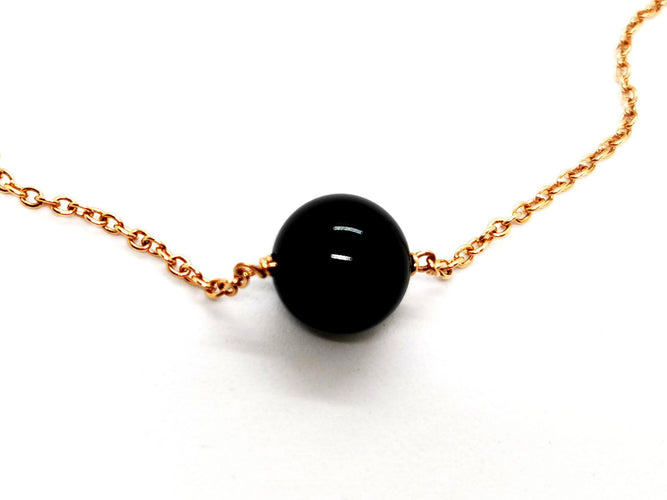 Collier Collier pendentif en or rose 18 carats et onyx 58 Facettes 1126007CN