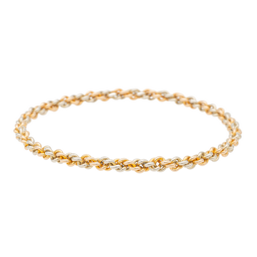 Bracelet Bracelet à maillons ronds en or blanc et or rose 18 carats 58 Facettes 1140999CN