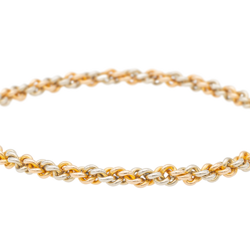 Bracelet Bracelet à maillons ronds en or blanc et or rose 18 carats 58 Facettes 1140999CN