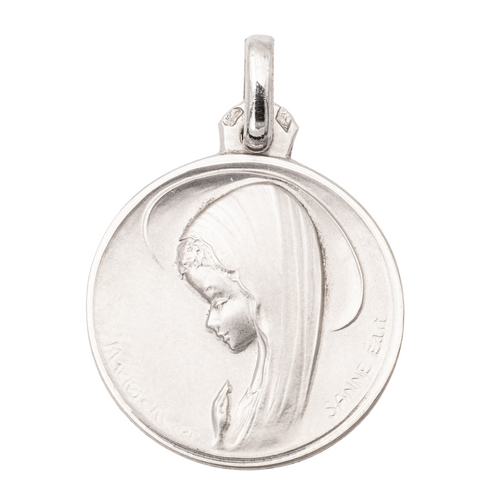 Pendentif Pendentif médaille religieuse en or blanc 18 carats 58 Facettes 1145651CD