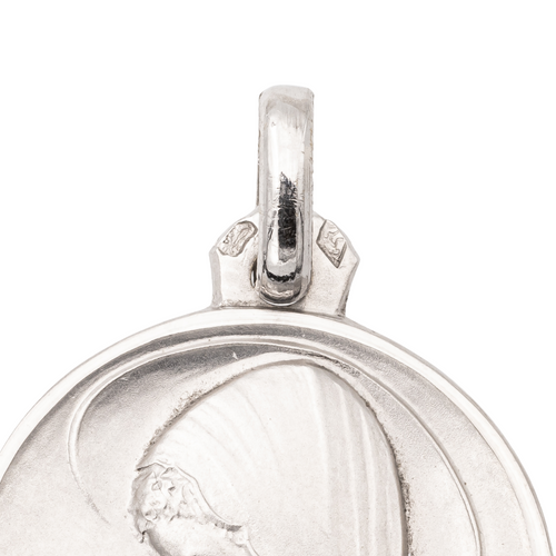 Pendentif Pendentif médaille religieuse en or blanc 18 carats 58 Facettes 1145651CD