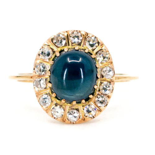 Bague 56 Bague en or 14 carats avec saphir cabochon et diamants 58 Facettes 02BF0F7F4A1748A8AE7917F2A30B6D9F