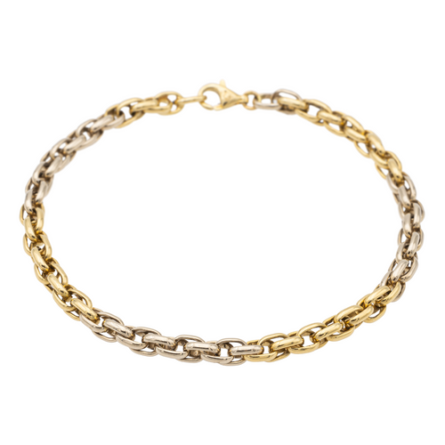 Bracelet Bracelet maille ovale en or jaune et or blanc 18 carats 58 Facettes 1161958CD
