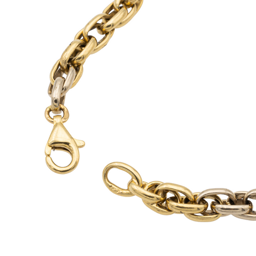Bracelet Bracelet maille ovale en or jaune et or blanc 18 carats 58 Facettes 1161958CD