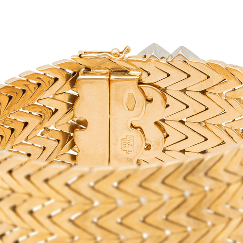 Bracelet Bracelet manchette en or jaune 18 carats et or blanc, diamants 58 Facettes 1165771CN