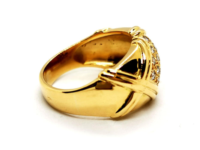 Bague 53 Bague en or jaune 18 carats pavée de diamants 58 Facettes 1186468CN