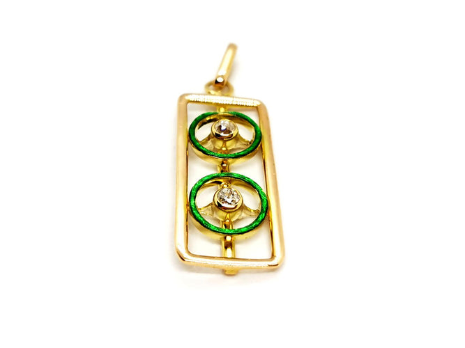 Pendentif Pendentif rectangulaire en or jaune 18 carats et diamants 58 Facettes 1186475CN