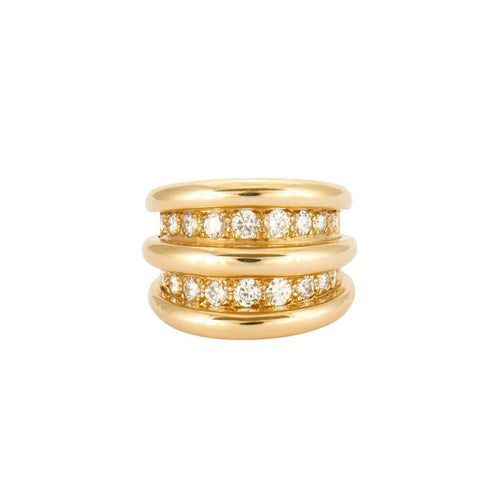 Bague 51 OJ PERRIN - Bague Large double ligne Diamants 58 Facettes